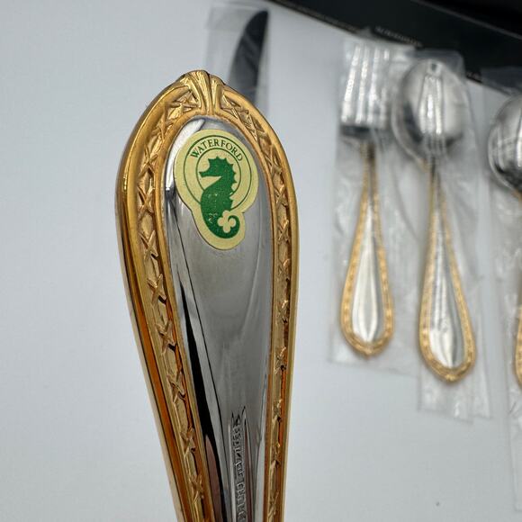 Waterford Powerscourt Gold Flatware 18/10 5 Pc Place Setting NIB - Picture 3 of 5